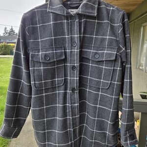 Tilley Women's Gray Windowpane Button-Up Blazer Jacket